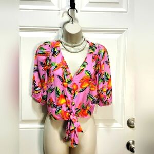 Joie Pink Floral Tie-Front Blouse Size S/P